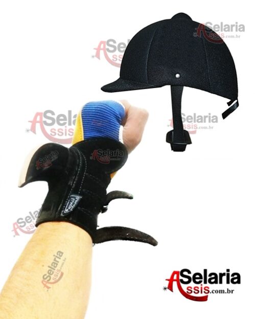 Promoção! - Kit Luva Padrão Abvaq + Munhequeira + Capacete Profissional